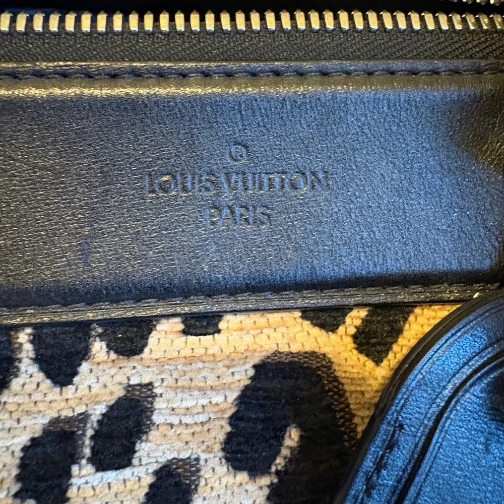 Louis Vuitton Leopard Print Satchel with Black Accents